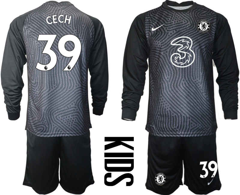 2021 Chelsea black Youth long sleeve goalkeeper #39 soccer jerseys